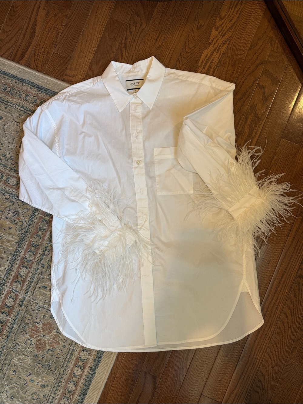 J. Crew White Feather-Trim Button-Down Shirt - Picture 3 of 4